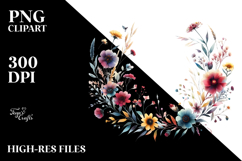 Centered Watercolor Wild Flowers | Sublimation | Clipart Product Image 2