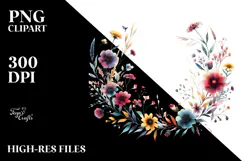 Centered Watercolor Wild Flowers | Sublimation | Clipart Product Image 2