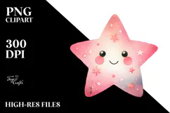Simple Pinkish Watercolor Star PNG Product Image 2