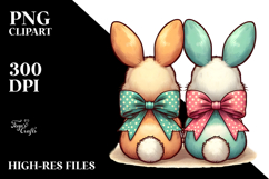 Creative Vintage Bunny Sitting View from Back, PNG Product Image 2