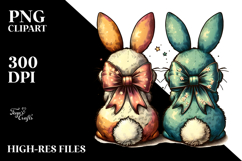 colorful Bunny with Bow, PNG Product Image 2