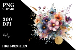 Abstract Gold Foil Cosmos Bouquet PNG Product Image 2