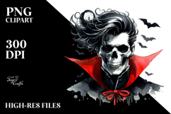 Vampire Skull with Hair, White Background Product Image 2