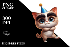Excited Cat with Party Hat PNG Product Image 2