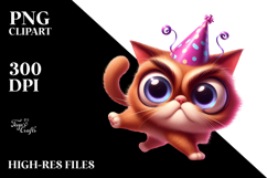 Ridiculously Cute Cat with Party Hat, High-Res PNG Product Image 2