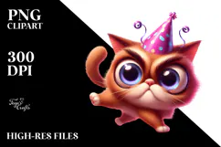 Ridiculously Cute Cat with Party Hat, High-Res PNG Product Image 2
