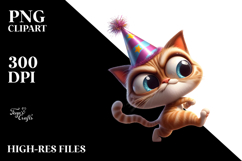Digital Cat with Party Hat PNG Product Image 2