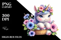 Cute Baby Unicorn Petunia Clipart Product Image 3