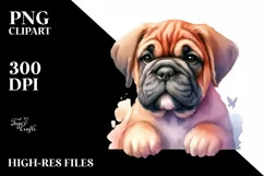 Whimsical Flowers,Bullmastiff Clipart Product Image 1