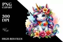 Baby Unicorn with Lei, PNG Product Image 3