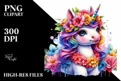 Baby Unicorn with Lei, PNG Product Image 1