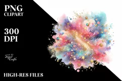 Colorful Watercolor Splash Glittery | Summer Sticker Clipart Product Image 3