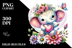 Boho Elephant with Big Heart PNG Product Image 2