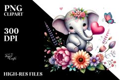 Boho Elephant with Big Heart PNG Product Image 2
