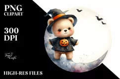 Cute Baby Bear on Moon, Transparent PNG Product Image 3