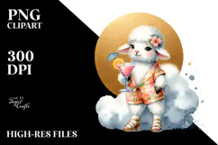 Funny Lamb with Cocktail, High-Res PNG Product Image 2