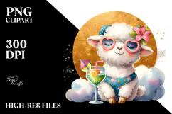 Cute Lamb in Beachwear PNG Product Image 2
