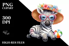 colorful baby Zebra with Sunglasses | Clipart Product Image 3
