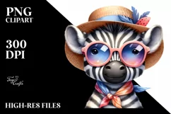 Colorful Baby Zebra with Sunglasses PNG Product Image 3