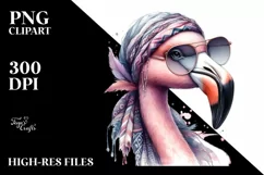 Funny Flamingo Portrait with Scarf and Sunglasses | Product Image 1