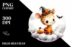 Adorable Baby Giraffe in Halloween Costume, Digital Art Product Image 3