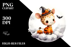 Adorable Baby Giraffe in Halloween Costume, Digital Art Product Image 2