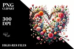 Heart Spring Flowers, Digital Painting PNG Product Image 2