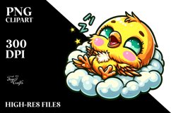 Colorful Baby Napping Sparrow Clipart Product Image 1