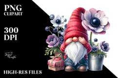 Gnome with Anemone Flower, Transparent PNG Product Image 2