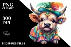 Baby Highland Cow Samba Dancer, PNG Product Image 3
