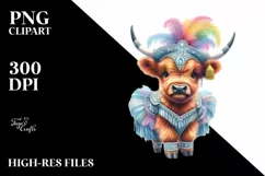 Baby Highland Cow Samba Dancer, PNG Product Image 1