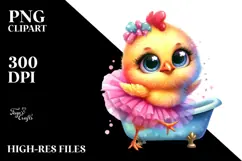 Awkwardly Dancing Cute Baby Chicken in Tutu, Vibrant PNG Product Image 2
