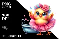 Awkwardly Dancing Cute Baby Chicken in Tutu, Vibrant PNG Product Image 2