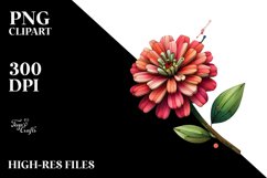 Abstract Wooden Stained Zinnia Clipart Product Image 1