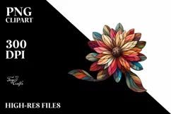 Abstract Wooden Stained Zinnia Clipart Product Image 1