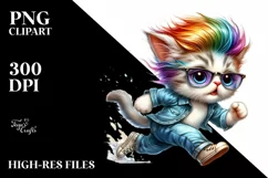 Goofy Baby Cat with Jeans PNG Product Image 1