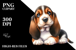 Baby Basset Hound in Watercolor, SEO PNG Product Image 2