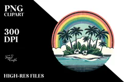 Vintage Tropical Island Rainbow PNG Product Image 2