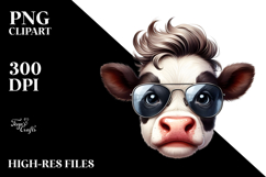 Funny Baby Cow with Cool Hair, PNG Product Image 2
