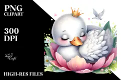 Whimsical Baby Swan Sleeping PNG Product Image 2