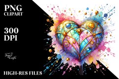 Colorful Heartmade of with Goldern Insertions PNG Product Image 2