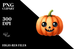 Funny Jack-O&#039;-Lantern Watercolor Image PNG Product Image 2