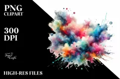 Colorful Watercolor Splash Vibrant | Summer Sticker Clipart Product Image 1