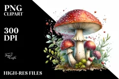 Mystical Mushroom Watercolor Splash PNG Product Image 1