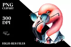Vibrant Flamingo Portrait with Suit and es | Sublimation Product Image 3