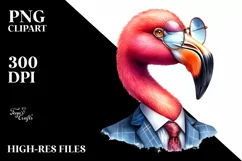 Vibrant Flamingo Portrait with Suit and es | Sublimation Product Image 3