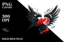 Paint Brush Style Heart Wings PNG Product Image 2