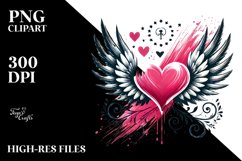 Paint Brush Style Heart Wings PNG Product Image 2
