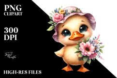 Expressive Duck with Large Flower Bouquet | Sublimation Product Image 2