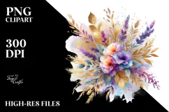 Vibrant Watercolor Abstract Bouquet | Sublimation | Clipart Product Image 2